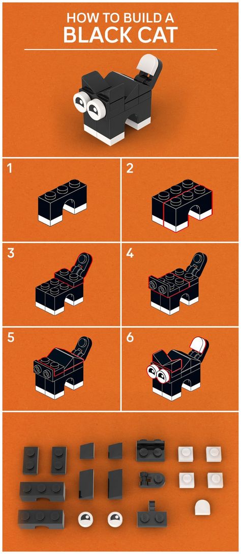 Build your own mini LEGO Cats. Lego Ideas To Build Easy House, Lego Building Ideas Easy, Mini Lego Ideas, Lego Ideas To Build Instructions, Simple Lego Builds, Mini Lego Builds, Lego Mini Builds, Lego Ideas To Build Easy, Lego Classic Ideas