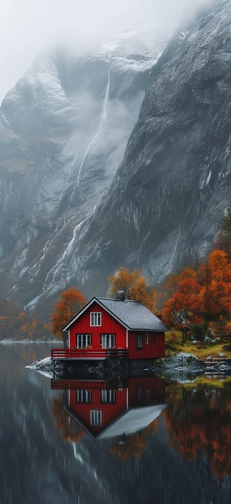 Norway Wallpaper, Iphone Wallpaper Planets, Cute Fall Wallpaper, Mountain Wallpaper, Dark City, Landscape Photography Nature, Red House, City Landscape, Pretty Photos