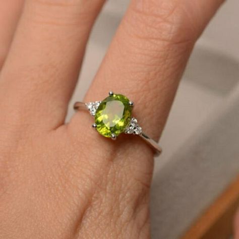 Peridot Ring Engagement, Peridot Engagement Rings, August Birthstone Ring, Green Gemstone Ring, Future Engagement Rings, Peridot Jewelry, Art Deco Wedding Rings, Wedding Anniversary Rings, August Birthstone