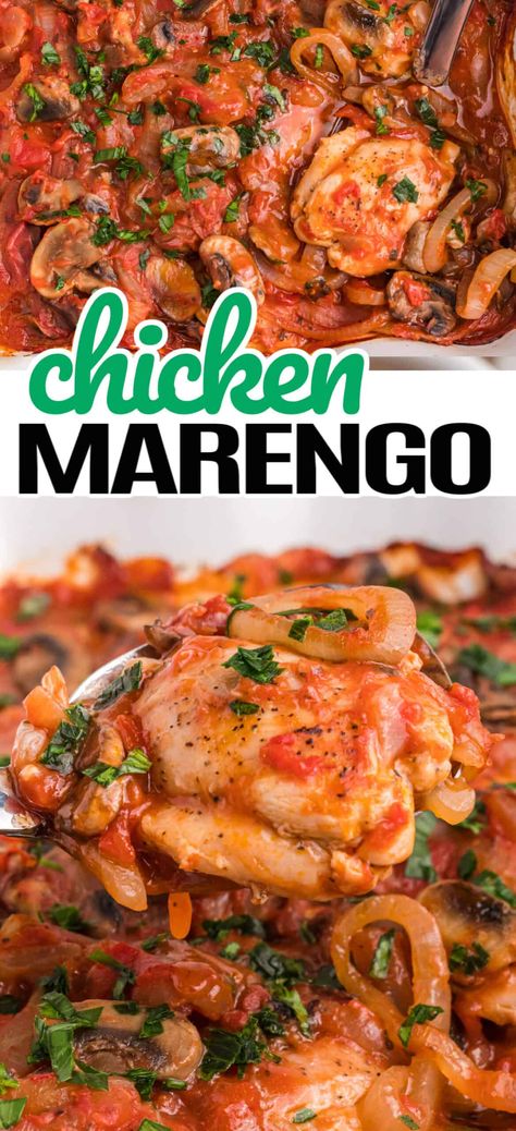 Mushroom Tomato Recipe, Dinner With Mushrooms, Chicken Marengo, Chicken Quarter Recipes, Chicken Thighs In Oven, Chicken Recipes With Tomatoes, Chicken French, Crockpot Chicken Thighs, Chicken Entrees