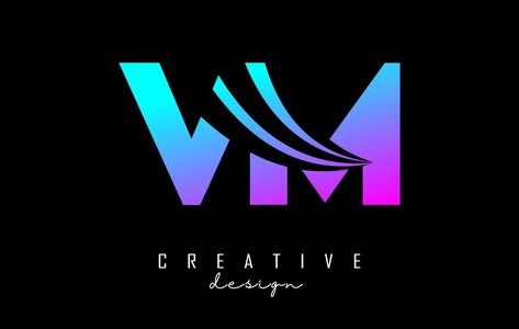 Creative colorful letters VM v m logo with leading lines and road concept design. Letters with geometric design. V M, Vm Logo, V Letter Images, Design With Letters, Leading Lines, Edit Logo, Letter Images, Interior Logo, Design Letters