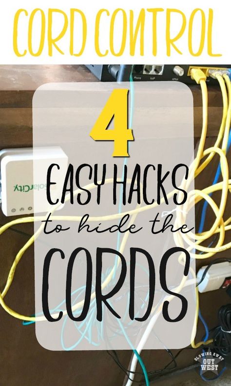 Cord Control 4 Easy Ways to Hide the Mess - Crafting Is My Therapy Ways To Hide Cords, Hiding Tv Cords On Wall, Hide Computer Cords, Hide Cords On Wall, Hide Electrical Cords, Hide Tv Cords, Hidden Desk, Cord Hider, Cord Control