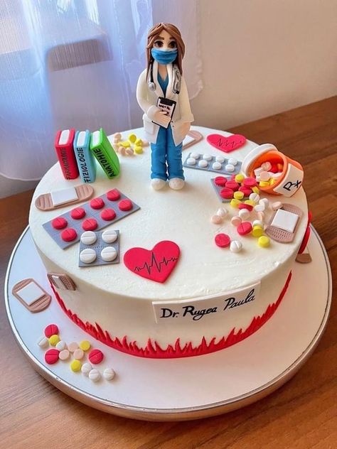 Doctor Birthday Cake, Pharmacy Cake, Medical Cake, Doctor Birthday, Doctor Cake, Nursing Cake, Realistic Cakes, Fondant Cake Designs, Funny Birthday Cakes