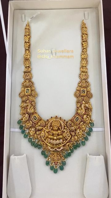 3 In 1 Haram Designs, Temple Jewellery Long Haram, Antique Gold Jewelry Indian Necklaces, Nakshi Haram Designs, Gold Long Chain Designs, Long Necklace Gold Indian, Long Chain Designs Gold, Long Haram Gold Jewellery Designs, Big Earrings Gold