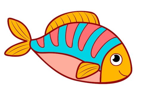 Cute fish cartoon. fish clipart vector i... | Premium Vector #Freepik #vector #cartoon-svg #kids-clipart #cartoon-art #kids-color Pictures Of Fish Printable, Cute Fish Drawing, Fish Cartoon Images, Pictures Of Fish, Animated Fish, Fish Animation, Cute Cartoon Fish, Fish Image, Fish Cute