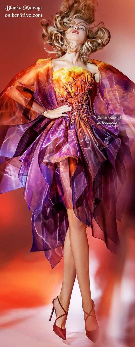 Blanka Matragi Elements 2017 - Fire Element Collection Couture, Katniss Everdeen, Moda Vintage, Beautiful Gowns, Orange And Purple, Costume Design, Colorful Fashion, Couture Fashion, Runway Fashion