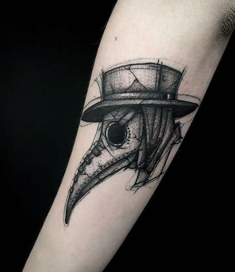 Witch Doctor Tattoo, Plague Doctor Tattoo, Hand Tattoo Images, Doctor Tattoo, Mask Tattoo, Spooky Tattoos, Gothic Tattoo, Horror Tattoo, Small Tattoos For Guys