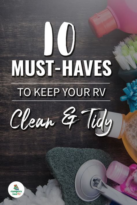 Interior and exterior RV cleaning supplies. #rv #camping #cleaning Camper Cleaning Supplies, Cleaning Camper Interior, Storing Cleaning Supplies, Rv Cleaning, Camper Organization, Cleaning Supplies Organization, Rv Bathroom, Trailer Decor, Rv Organization