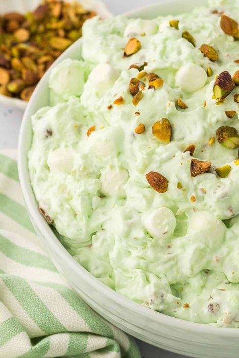 Pistachio Pudding Salad, Cottage Cheese Dessert, Breakfast Cheese Danish, Cottage Cheese Dessert Recipes, Pistachio Fluff, Cheese Dessert Recipes, Cottage Cheese Desserts, Creamy Fruit Salads, Pistachio Salad