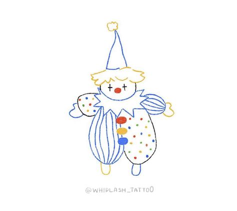 Clown Embroidery Design, Mini Clown Tattoo, Clown Simple Drawing, Cute Clown Drawing Aesthetic, Clown Tattoo Aesthetic, Mini Clown Drawing, Cute Clown Tattoo Ideas, Lil Clown Drawing, Aesthetic Clown Drawing