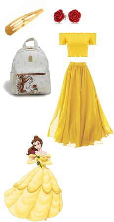 Cute Disney Princess Outfits, Belle Disney Outfit Ideas, Disney Bounding Beauty And The Beast, Belle Disney Bound, Modern Belle Outfits, Princess Belle Inspired Outfits, Summer Disneybound, Belle Outfit Ideas Disney, Disneybound Outfits Casual