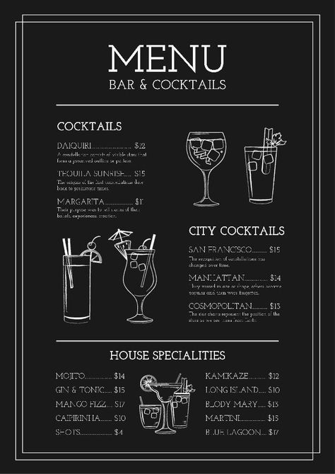 Speakeasy Menu, Papan Menu, Chalk Menu, Blackboard Menu, Drink Menu Design, Menu Board Design, Bar Deco, Daiquiri Cocktail, Cafe Menu Design