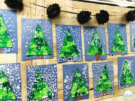 Winter Tree Crafts, Trees Craft, Natalie Lynn, Winter Crafts Preschool, Green Tissue Paper, December Crafts, Winter Art Projects, Preschool Christmas Crafts, Christmas Kindergarten