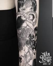 Junji Ito Tattoo, Aa Tattoos, Tattoo Mistakes, Grunge Tattoo, Manga Tattoo, Creepy Tattoos, Spooky Tattoos, Horror Tattoo, Junji Ito