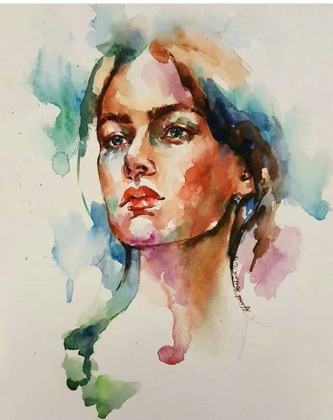 Watercolor Portrait Tutorial, Face Oil Painting, Watercolor Face, Watercolor Art Face, Watercolor Portrait Painting, Portraits Art, Portraiture Painting, Detailed Paintings, Watercolour Inspiration