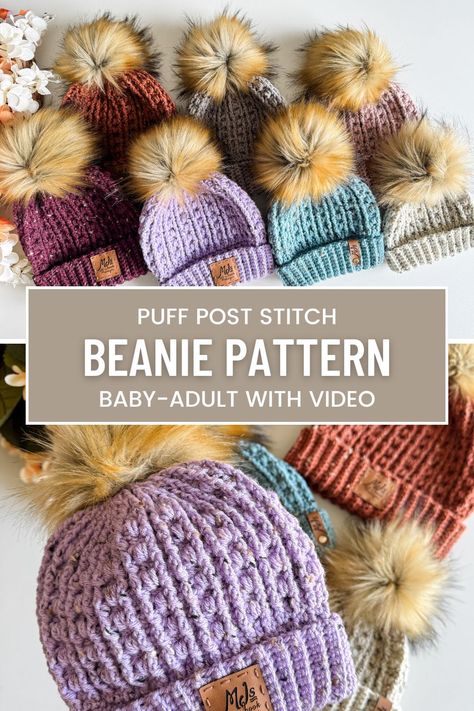 Stay warm and stylish with the Snuggle Season Free Crochet Beanie pattern. Sizes for the family are included with a tutorial on YouTube. Chunky Crochet Hat Pattern Free Simple, Star Stitch Beanie Crochet, Baby Christmas Hat Crochet Pattern, How To Crochet Beanie Tutorials, 1 Hour Crochet Beanie Pattern Free, Chenille Beanie Crochet Pattern, Crochet Pattern With Bulky Yarn, Crochet Pattern That Looks Like Knitting, Infant Winter Hat Crochet Pattern