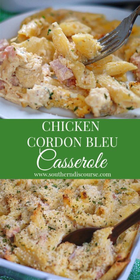 Easy Pasta Casserole, Best Ever Chicken, Southern Discourse, Cordon Bleu Casserole, Cordon Blue, Chicken Cordon Bleu Casserole, Chicken Cordon, Friends Food, Pasta Casserole