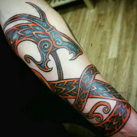 Top 10+ Best Viking Snake Tattoo Ideas - PetPress Viking Snake Tattoo, Jormungandr Tattoo, Viking Dragon Tattoo, Norse Tattoos, Snake Tattoo Ideas, Celtic Sleeve Tattoos, Shoulder Armor Tattoo, Tattoo Diy, Serpent Tattoo