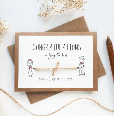 Wedding Card Funny, Cute Wedding Card, Homemade Wedding Cards, Engagement Cards Handmade, Funny Wedding Cards, Wedding Congratulations Card, Wedding Cards Handmade, Wedding Congratulations, Cute Wedding