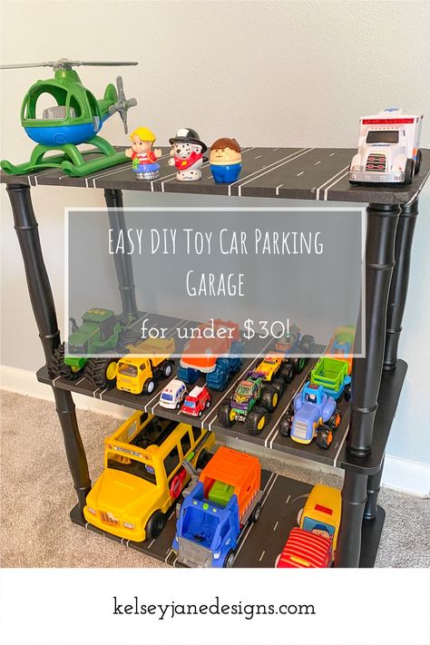 Toy Truck Garage, Shoe Rack For Toy Trucks, Hess Truck Storage Ideas, Large Toy Vehicle Storage, Toy Trucks Storage, Truck Storage Ideas Toy, Toy Vehicle Storage Ideas, Toy Truck Organization Ideas, Big Truck Toy Storage