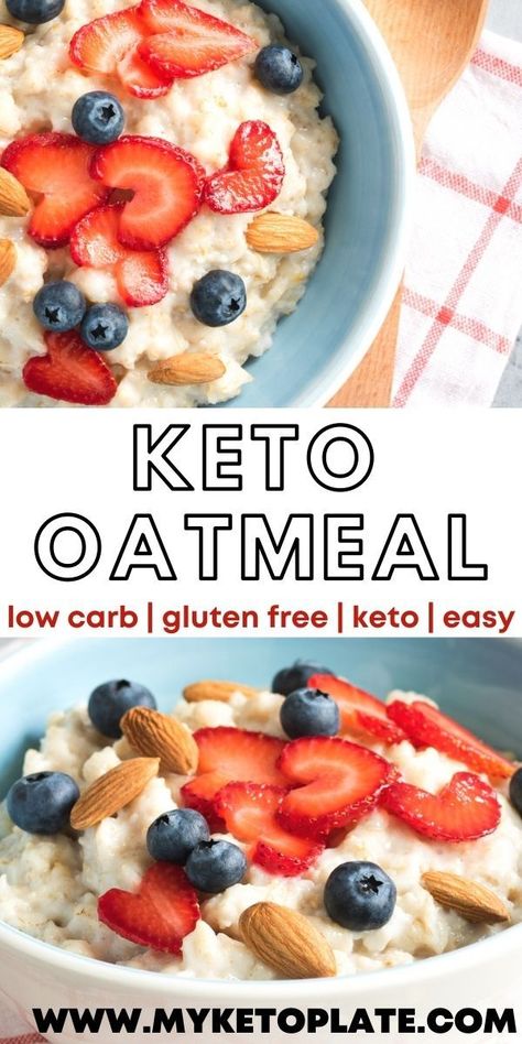 This keto Oatmeal is my go-to breakfast recipe I make whenever I don’t have much time to cook, since it’s a hearty and healthy breakfast that provides all the necessary nutrients. Low Carb Oatmeal, Low Carb Cereal, Keto Oatmeal, Healthy Breakfast Choices, Keto Cereal, Breakfast Oatmeal Recipes, Protein Oatmeal, High Protein Vegetarian Recipes, Keto Diet Benefits