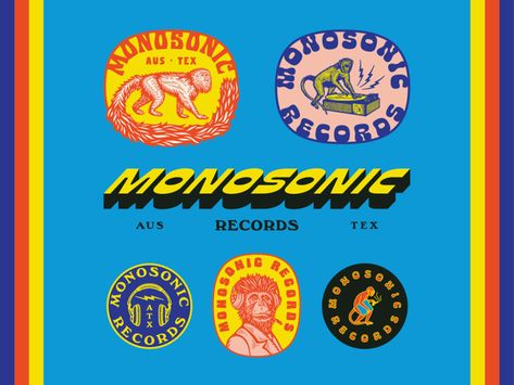 Monosonic Records by Jonathan Schubert on Dribbble Record Label Logo, Festival Logo, Retro Logos, Vinyl Music, Music Labels, Learning Design, Vintage Records, Band Logos, Global Design