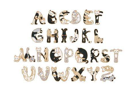 Cat Fonts Alphabet, Cat Bday, Cat Font, Cat Alphabet, Celtic Knot Tattoo, Dingbat Fonts, Lettering Styles Alphabet, Knot Tattoo, Funny Ideas