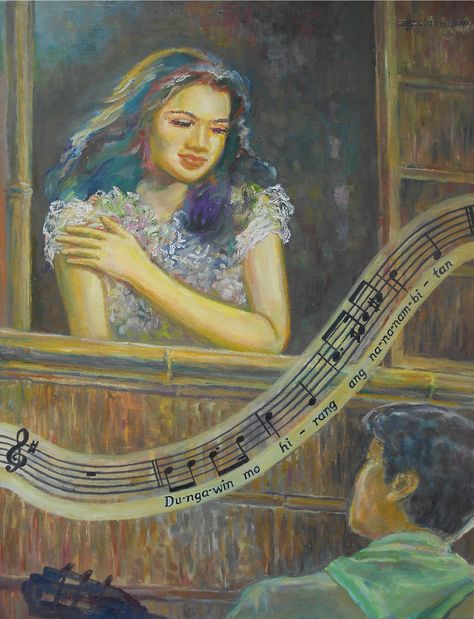 Harana (Serenade) - oil on canvas 24" x 32" by JBulaong 2016 #Harana #serenade #PhilippineCustom #PhilippineTradition #oiloncanvas #painting #JBulaong Philippine Culture Painting, Harana Filipino Tradition Drawing Ideas, Filipino Contemporary Art, Contemporary Filipino Culture Drawing, Harana Filipino Art, Harana Filipino Tradition, Harana Filipino, Filipino Art Illustration, Philippine Culture Poster