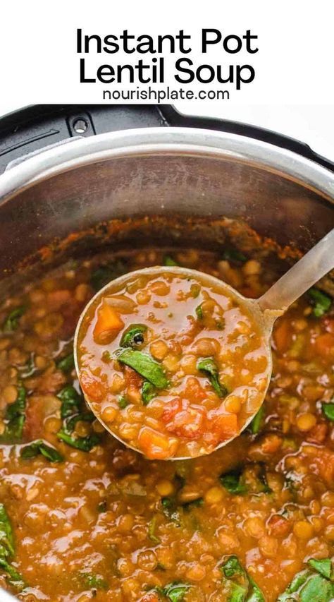 Instant Pot Lentil Soup Ham And Lentil Soup Instant Pot, Instant Pot Soups And Stews, Lentil Soup Instant Pot, Instant Pot Lentil Soup, Pregnancy Dinner, Soup Lentil, Pregnant Ideas, Freezer Prep, Pregnancy Meals