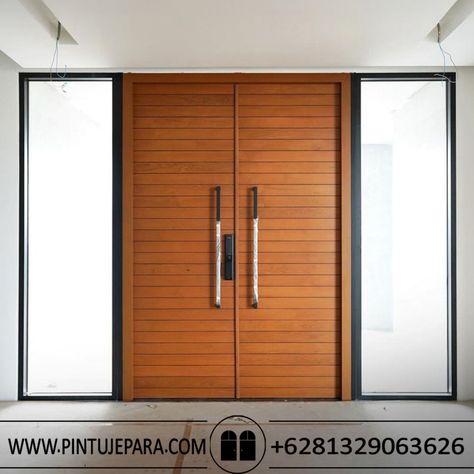 Pintu minimalis kayu jati 2 daun jendela double PJ-328 Oven