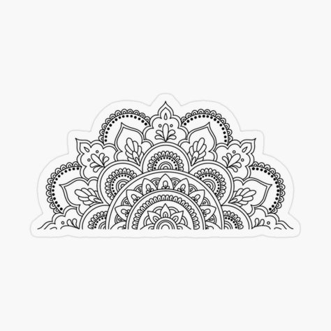 Mandala Art Stickers, Half Circle Mandala Tattoo, Half Mandala Drawing, Half Mandala Tattoo Design, Half Mandala Art, Half Circle Mandala, Organic Mandala, Half Mandala Design, Mandala Calendar