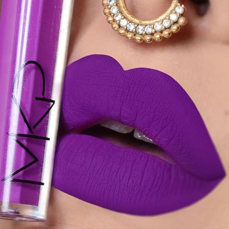 Makeuprevue Cosmetics on Instagram: “💜KINDA CRAZY 💜 Matte lipstick  @paulaohenoja 💜Get yours now at Makeuprevue.com” Lipstick For Fair Skin, Matte Purple, Lipstick Tutorial, Lipstick Designs, Beautiful Lipstick, Purple Lipstick, Lipstick Art, Nails Winter, Best Lipsticks