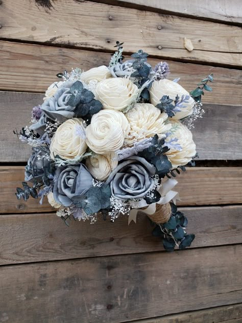 Classic Blue Wedding, Winter Wedding Bouquet, Blue Wedding Bouquet, Blue Wedding Flowers, Blue Themed Wedding, Dusty Blue Wedding, Dusty Blue Weddings, Blue Bouquet, Winter Wonderland Wedding