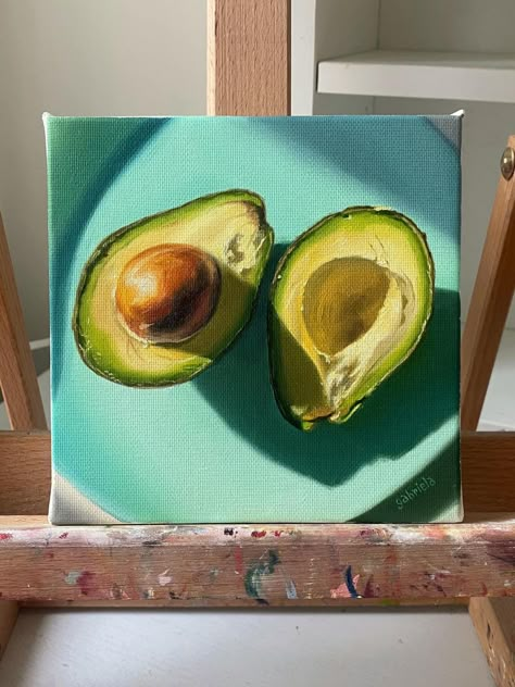 Still Nature Painting, How To Paint Fruit Acrylic, Food Art Painting Acrylic, Food Acrylic Painting, Easy Art For Beginners, Art Easy Painting, Acrylic Painting Food, Vegetables Painting, Avocado Painting