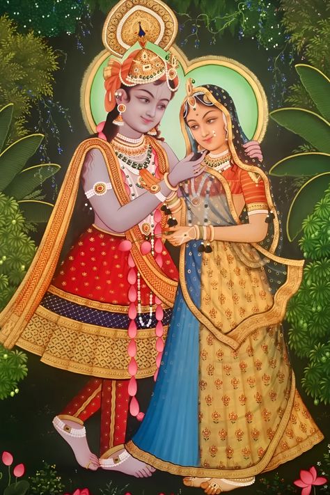 Radhekrishna digital wall art Bake Bihari, Krishna With Radha, Raas Leela, Shreenath Ji, Painting Krishna, राधा कृष्ण, Art Krishna, Rajasthani Painting, Spiritual Wall Decor