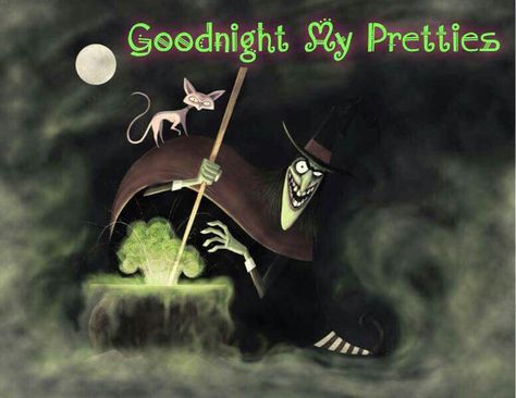 Goodnight my pretties Spooky Good Night, Night Witches, Evening Pictures, Witch Pictures, Good Night Friends, Halloween Ii, Wallpaper Mobile, Halloween Artwork, Free Ringtones