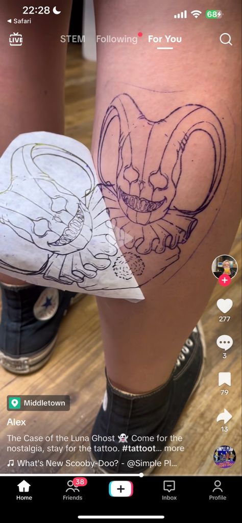 Smüt Tattoos, Random Thigh Tattoos, Creepy Cartoon Tattoos, Backrooms Tattoo, Scooby Doo Disco Skull Tattoo, Scooby Doo Monster Tattoo, Scooby Doo Skull Disco Ball Tattoo, Scooby Doo Ghost Tattoo, Luna Ghost Tattoo