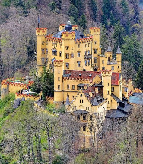 Hohenschwangau Castle,  Bavaria,  Germany 🇩🇪 Schloss Hohenschwangau,  Bayern,  Deutschland 🇩🇪 Замок Хоэншвангау,  Бавария,  Германия 🇩🇪… Germany Castles Neuschwanstein, Hohenschwangau Castle, Fussen Germany, Castle Bavaria, German Castles, Castle Germany, Castles To Visit, Romanesque Architecture, Castle Mansion