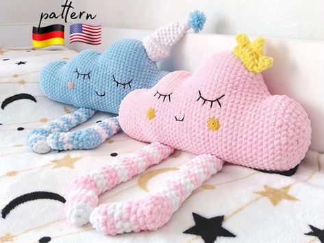 Cloud Pillow – Share a Pattern Kat Haken, Crochet Nursery, Crochet Pillow Pattern, Crochet Pillows, Pola Amigurumi, Crochet Elephant, Crochet Simple, Haken Baby, Crochet Cushions