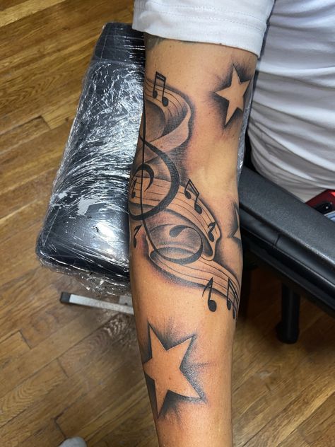 Music Tattoos Men, Drum Tattoo, Guitar Tattoo Design, Music Tattoo Sleeves, Music Notes Tattoo, Music Note Tattoo, Forarm Tattoos, Music Tattoo Designs, Muster Tattoos