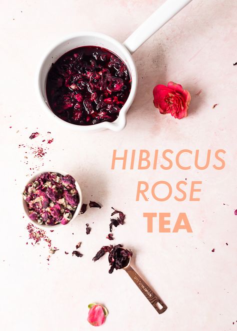 Hibiscus Rose Tea - Craft and Cocktails Rose Hibiscus Tea, Rose Tea Recipe, Soap Marketing, Rose Tea Benefits, Hibiscus Flower Tea, Best Matcha Tea, Tea Blends Recipes, Hibiscus Tree, Coconut Flower