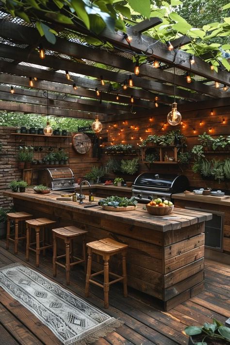 Pizza Garden, Backyard Kitchen, Outdoor Kitchen Patio, Boho Kitchen, Outdoor Decor Backyard, Rustic Outdoor, Backyard Makeover, Backyard Patio Designs, Outdoor Kitchen Design