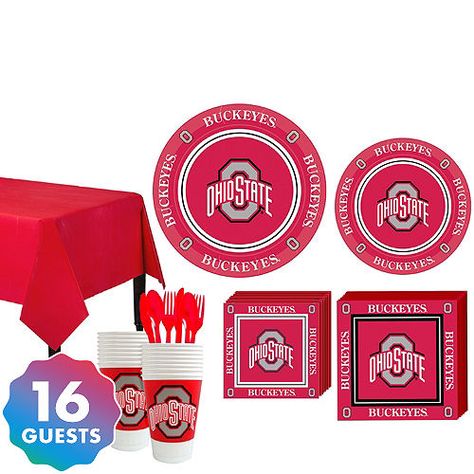 Ohio State Buckeyes Party Kit for 16 Guests Ohio State Diy, School Holiday Party, Diy Balloon Decorations, Party Store, Personalized Party Favors, Sports Themed Party, Kids Party Supplies, Party Stores, Party Kit