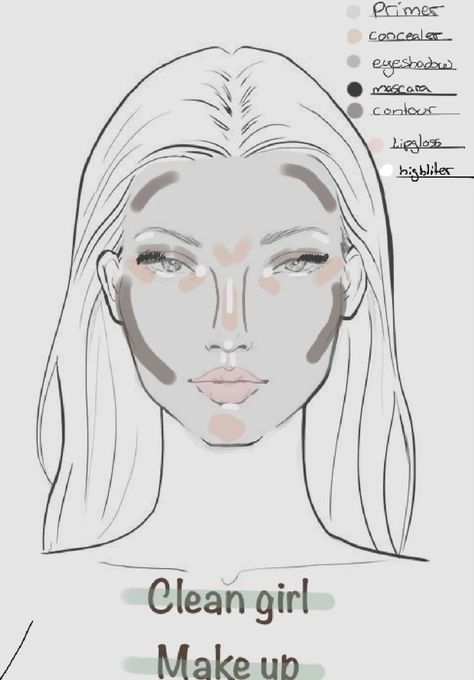 Make Up Placements, Makeup Look Template, Cute Easy Makeup Looks Natural, Makeup Layout On Face, Where To Place Makeup On Face, Makeup Outline, Makeup Map, Makeup Placement Face, Makeup Placement