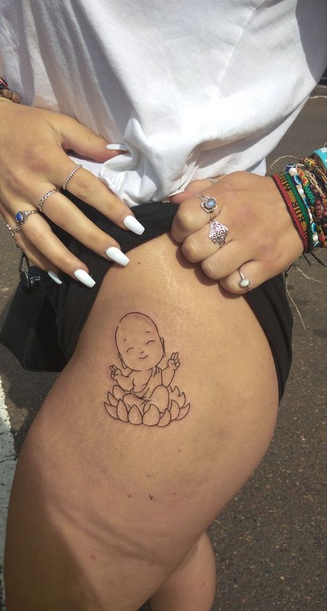 Baby Tattoo, Baby Buddha, Buddha Tattoo, Baby Tattoos, Tattoo Inspo, Print Tattoos, Paw Print Tattoo, Paw Print, Flower Tattoo