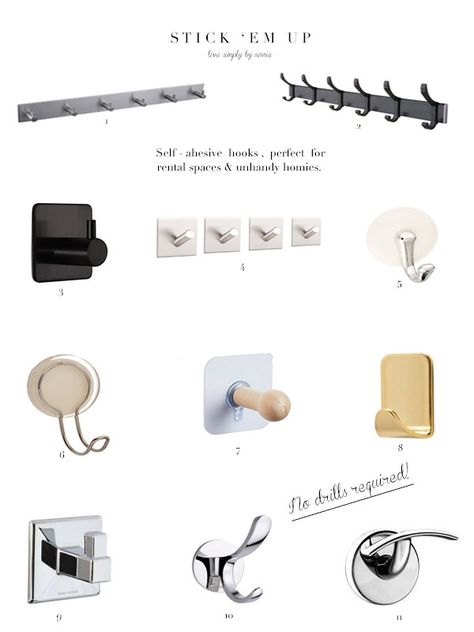 11 self-adhesive hooks, perfect for rental spaces & unhandy homies. Small Spaces Decorating, Past Mistakes, Closet Kits, Rental Space, Adhesive Hooks, Small Space Organization, Small Space Storage, Tiny House Interior, Embrace Change