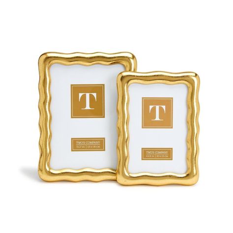 Golden Ore Photo Frame Set Of 2 By Twos Company Twos 54067 1 2 Photo Frame, Contemporary Picture Frames, Nightstand Desk, Photographs And Memories, Metal Picture Frames, Candle Branding, Beautiful Greeting Cards, Bamboo Frame, Type Posters