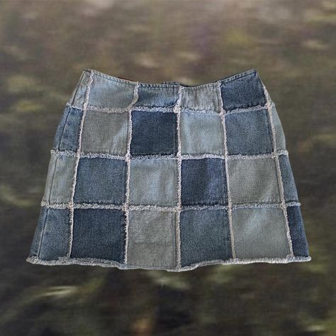 ★GRUNGE Y2K PATCHWORK MINI SKIRT★ the absolute... - Depop Patchwork Mini Skirt, Denim Dress Outfit, Ropa Upcycling, Easy Diy Clothes, Patchwork Denim Skirt, Denim Ideas, Patchwork Skirt, Outfit Inspo Casual, Patchwork Denim