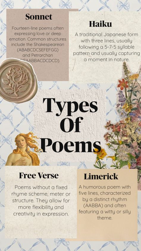 Limerick Poem, English Literature Notes, Types Of Poems, Haiku Poems, Rhyme Scheme, Light Academia Aesthetic, Free Verse, English Literature, Poem Quotes