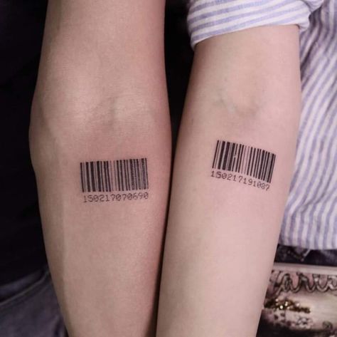 Simple Couples Tattoos, Couple Tattoos Love, Barcode Tattoo, Couple Tattoos Unique Meaningful, Romantic Tattoo, Tattoo Placements, Small Couple Tattoos, Couple Tattoos Unique, Couples Tattoo Designs